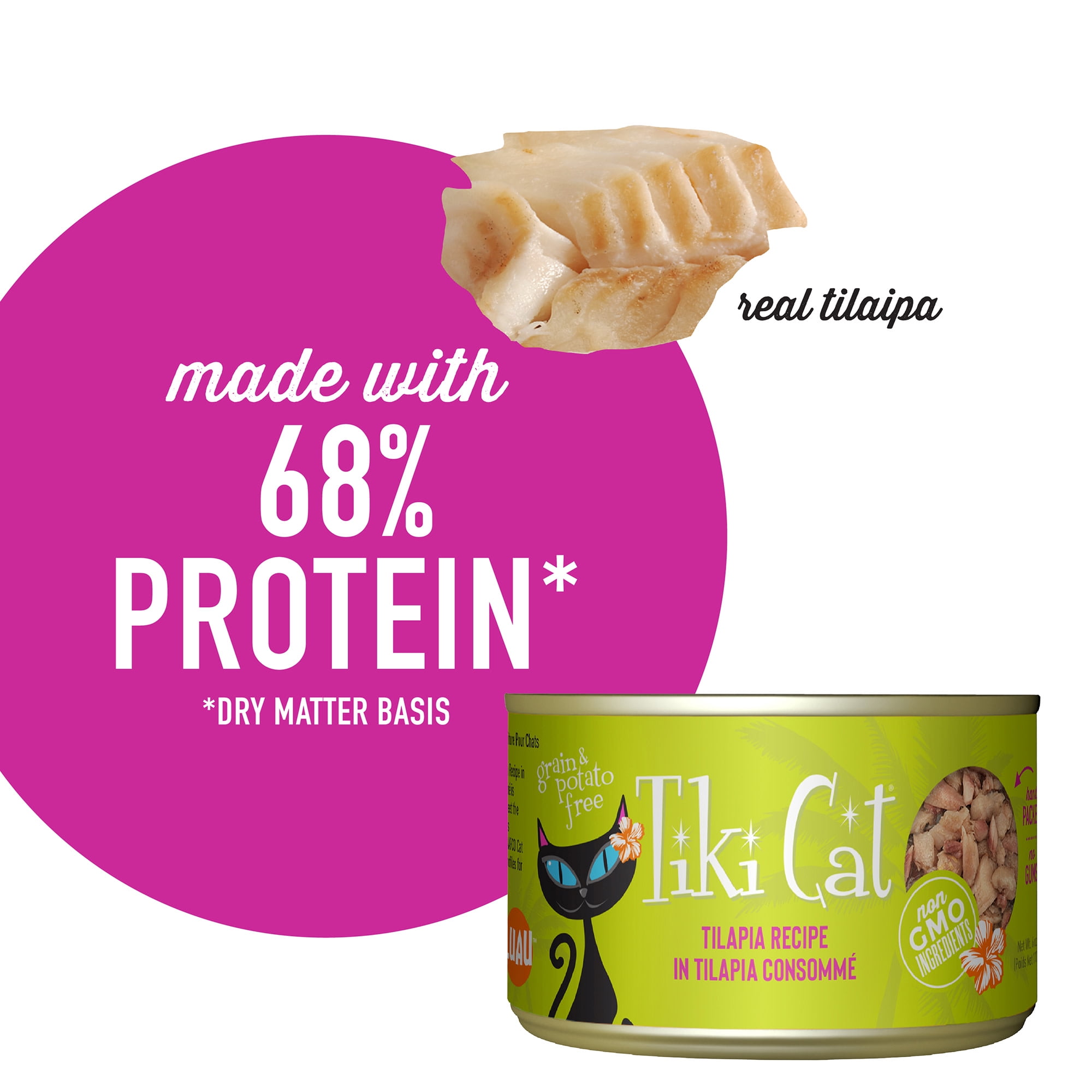 Tiki Cat Luau Wet Cat Food, Tilapia, 6 oz. Can