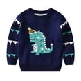 thumbnail image 2 of Godderr Kids Baby Autumn Winter Knit Sweaters Coat 2-8Y Dinosaur Print Round Pullover Sweaters Toddler Unisex Cartoon Pullover Knit Sweater, 2 of 5