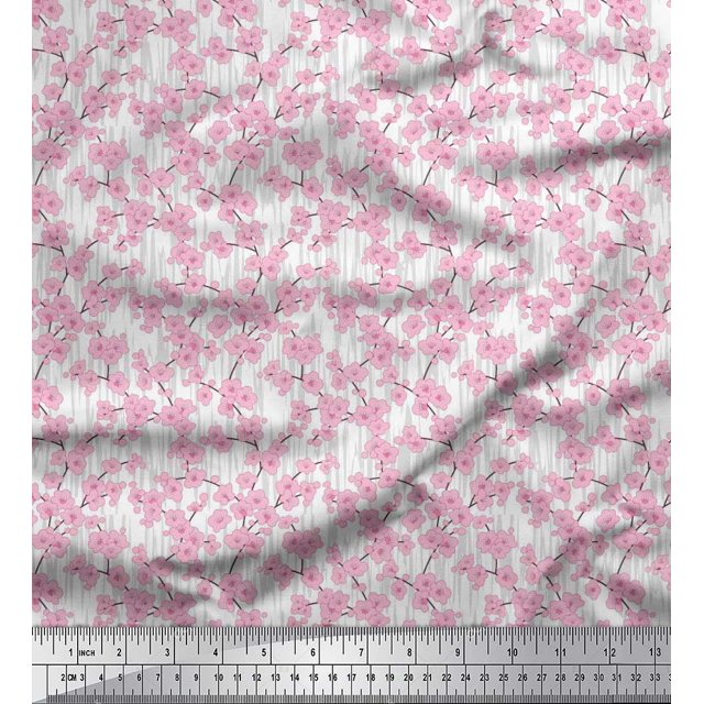 Soimoi Georgette Viscose Fabric Artistic Floral Print Sewing Fabric Yard 42 Inch Wide