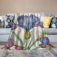 thumbnail image 2 of Chilfamy Dragonfly Irises Flowers Print Throw Blanket for All Seasons Lightweight Soft Cozy Blanket Gifts for Couch Bed Sofa 60x80in, 2 of 6