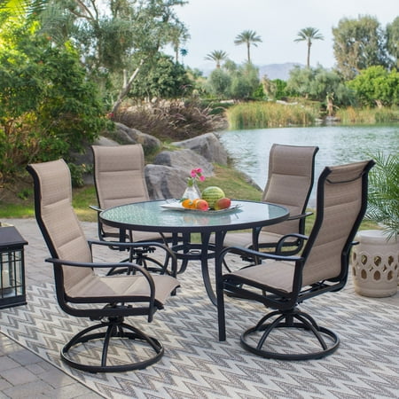 Coral Coast Wimberley Deluxe Padded Sling Rocker 5 Piece Patio Dining Set