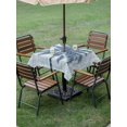 thumbnail image 4 of Outdoor Tablecloth with Umbrella Hole for Patio/Picnic/Party/Camping, Navy Blue Palm Tree Waterproof Table Cloth Square Cover Washable, Tropical Summer Coastal Vintage Blue (60"x 60"), 4 of 9