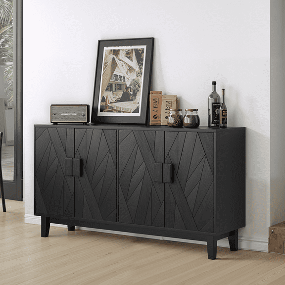 Toauuo Modern Black Buffet Cabinet - Multifunctional Storage Side Cabinet for Living Room, Dining Room, Entryway, Kitchen