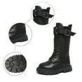 thumbnail image 6 of LYHao Fashion Autumn Children Girls Sports Shoes Flat Thick Bottom Non Slip Easy To Wear PU Upper Comfortable Boots ,Girls Boots Sizes 10.5 Black(4-4.5 Years), 6 of 6