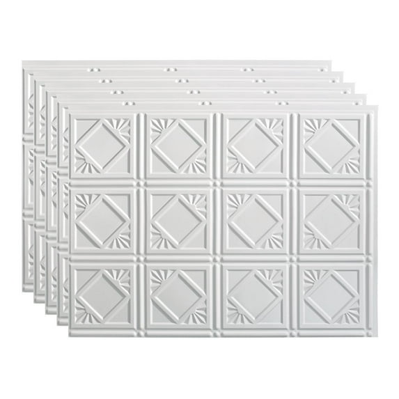 Fasade Traditional 4 Gloss White Backsplash Panel 15 Sq Ft Kit