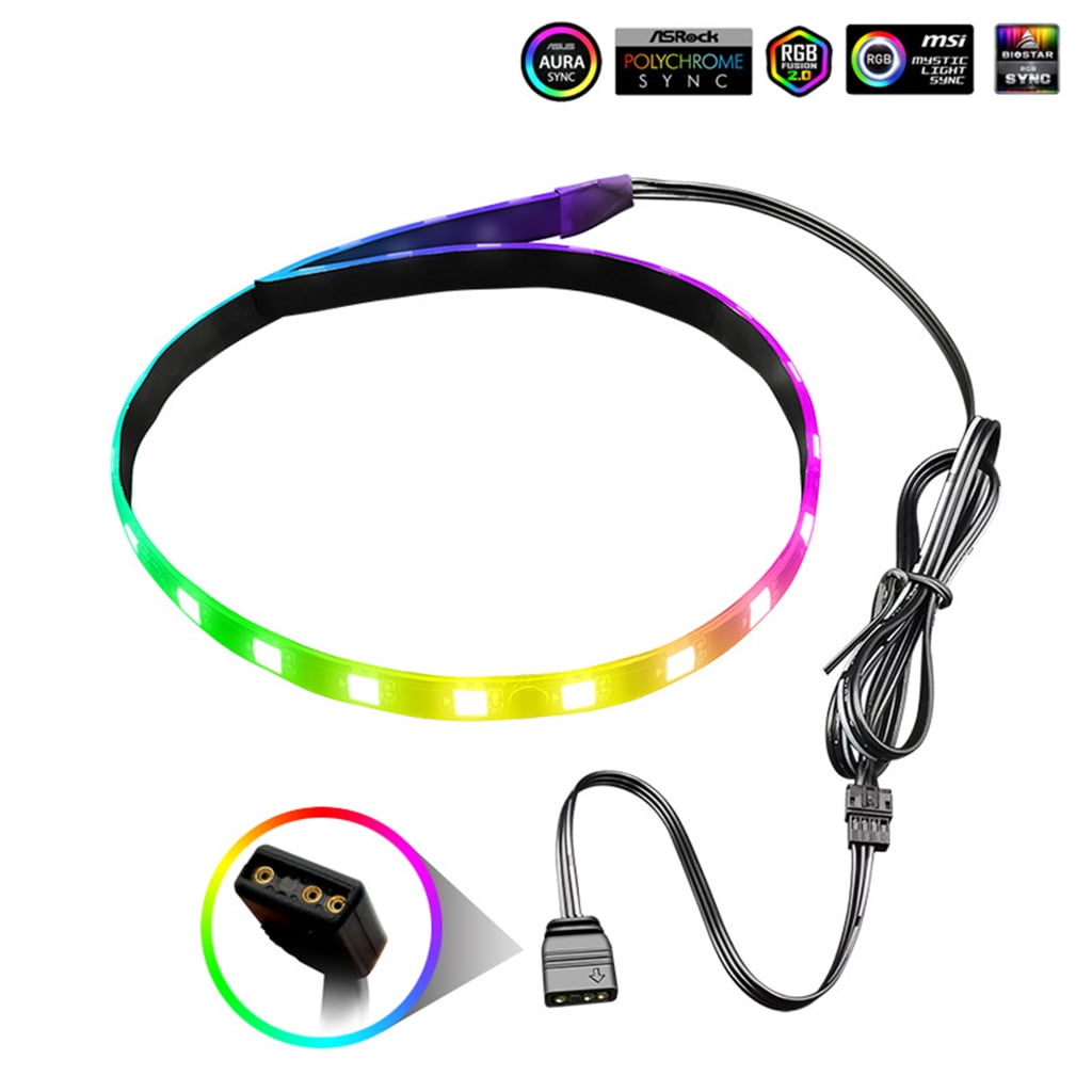 Raad Lol geschenk Coolmoon Magnetic Suction RGB Light Strip 40cm Flexible LED Backlight Strip  Lights 4Pin/5V ARGB Chassis Synchronously - Walmart.com