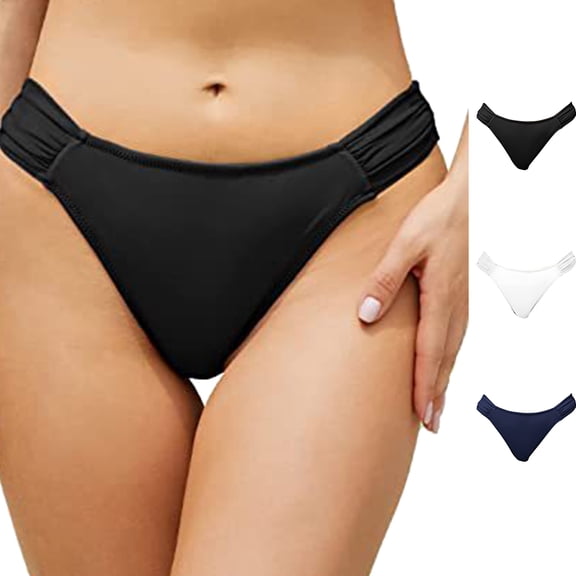 XINXIAOO Womens Bikini Bottoms Low Waist Swim Bathing Suit Bottoms Solid Color Swim bottoms, Size S