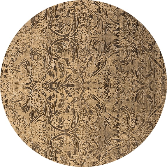 Ahgly Company Indoor Round Oriental Brown Industrial Area Rugs, 5' Round