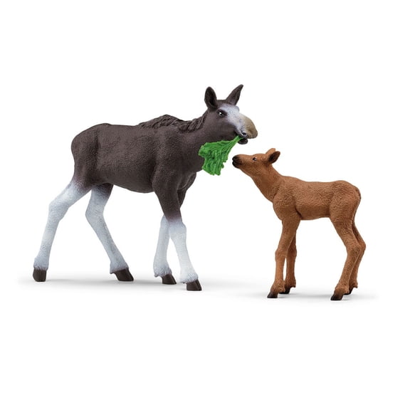 Schleich Animal Toys Playset North American Forest Wild Life Mother Moose and Calf