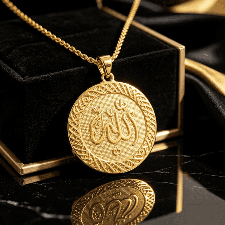 14K White Gold Allah Pendant Necklace Chain for Men Middle East Arab Jewelry Women Men Muslim Item Islam Items