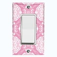 thumbnail image 1 of Metal Light Switch Plate Cover Mandala Pink White Floral Pattern Damask MDL076, 1 of 13