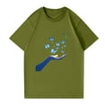 thumbnail image 3 of NAMTYQX Womens Tshirts Cotton Loose Fit Plus Size Loose Breathable Stretch Trending Gemustert Pattern Short Sleeve Crewneck Cute Summer Tops for Women Army Green Size L, 3 of 5