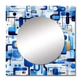 thumbnail image 2 of Designart "Striking Grid Pattern In Cobalt And White" 0 Square Mirror For Wall Decor - Large Blue Square Mirror Printed Wall Decor - Modern Square Living Room Mirror, 2 of 5