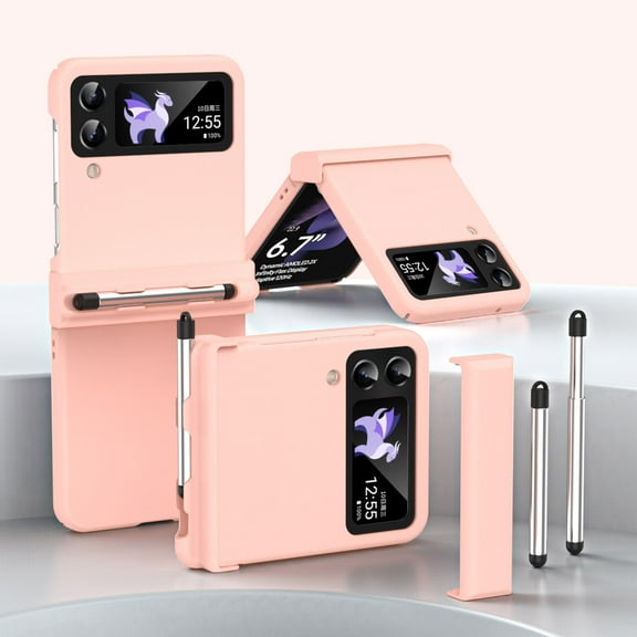 Compatible with Galaxy Z Flip 4 Case with S Pen Holder Slots Hinge Shockproof Protection Slim Case for Z Flip 4 2022,Pink