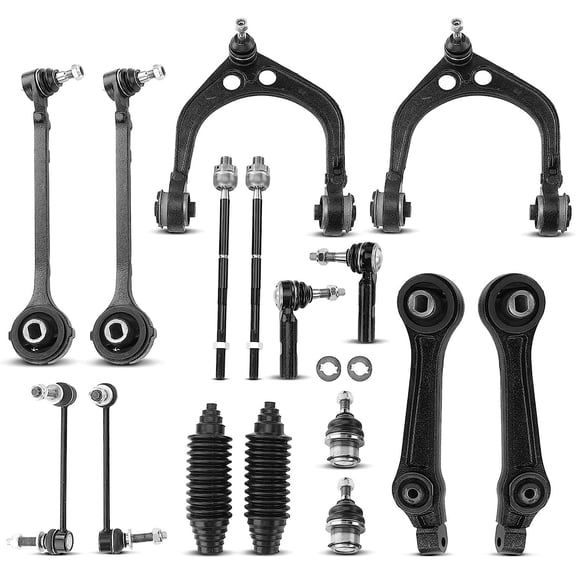 A-Premium 16Pcs Front Suspension Kit Upper Lower Control Arm Ball Joint Tie Rod End Sway Bar Link Rack and Pinion Bellow Kit Compatible with Dodge Charger 06-10 Challenger Magnum Chrysler 300