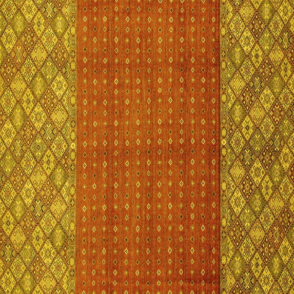 Ahgly Company Machine Washable Indoor Square Abstract Yellow Modern Area Rugs, 4' Square