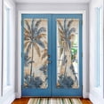 thumbnail image 2 of Navy Blue Brown Door Curtains for Door Window, French Sidelight Front Back Door Curtains With Tieback, Tropical Botanical Palm Leaves Retro Kitchen Rod Pocket Drapes Panel, 54"x72", 2 of 5