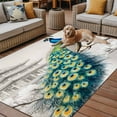 thumbnail image 2 of Fsddascl Vintage Peacock Outdoor Rug for Patio/Deck/Porch, Non-Slip Large Area Rug 5 x 8 Ft, Watercolor Peacock Feather Flower Indoor Outdoor Rugs Washable Area Rugs, Reversible Camping Rug Carpet, 2 of 5