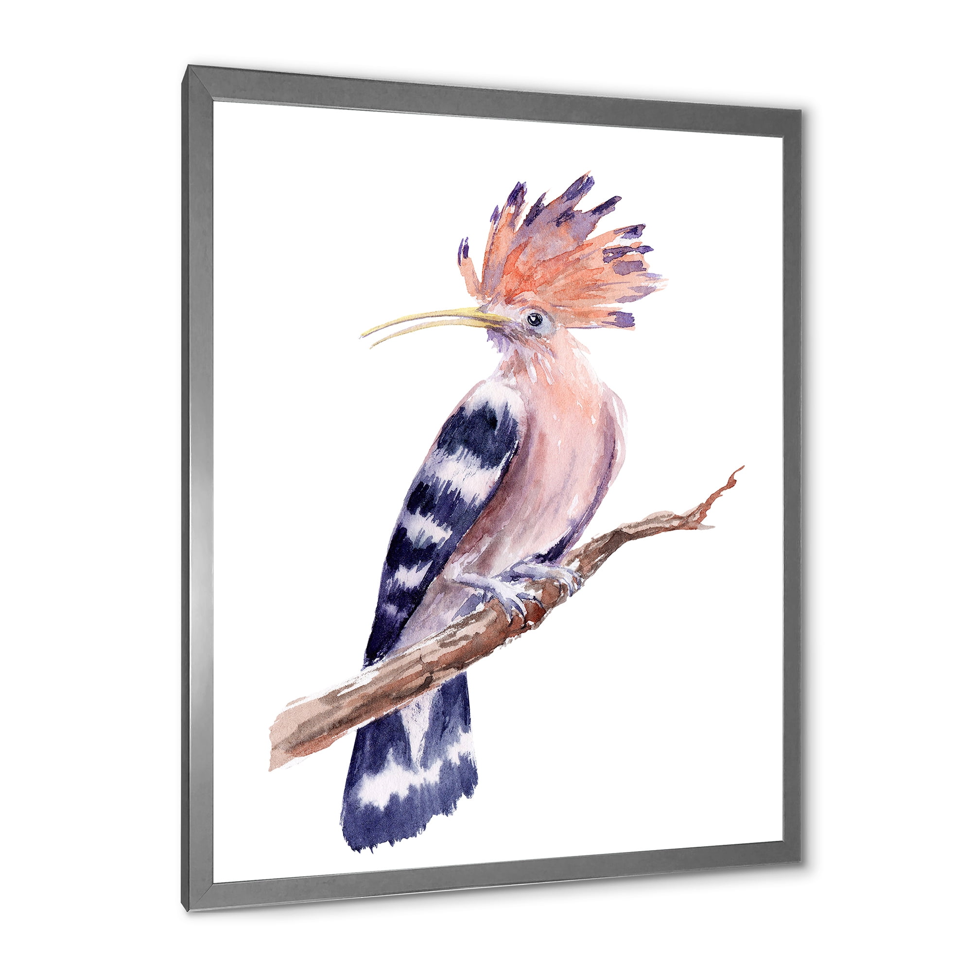 Designart 'Ancient Hoopoe Bird On A Branch' Traditional Framed Art Print