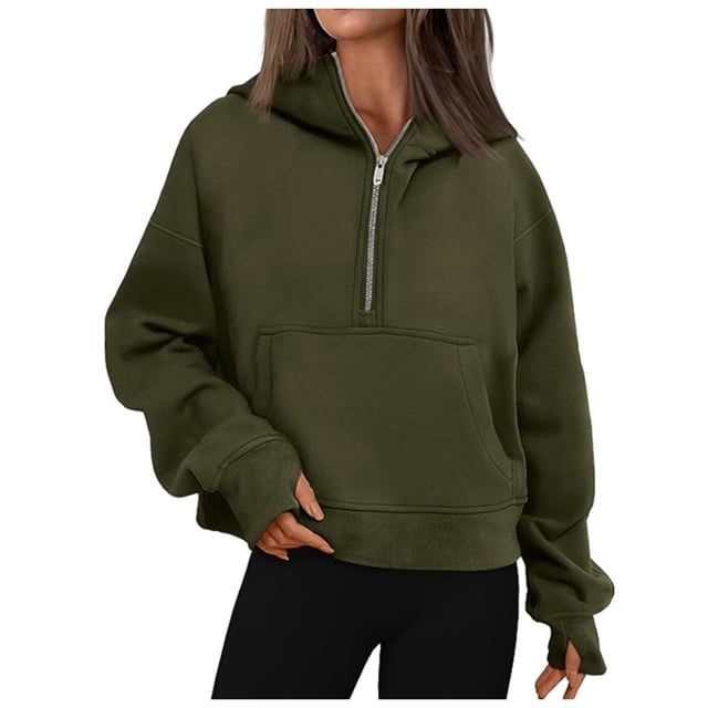 WEAIXIMIUNG Sweat à Capuche Zippé pour Femmes Grande Taille Mode Décontractée à Manches Longues Couleur Unie