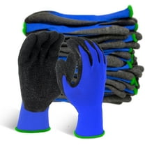 EvridWear 12 Pairs Crinkle Latex Rubber Coated Safety Work Gloves for Men Women General Multi-Use (X-Large, Blue)