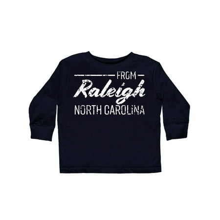 

Inktastic From Raleigh North Carolina in White Distressed Text Gift Toddler Boy or Toddler Girl Long Sleeve T-Shirt