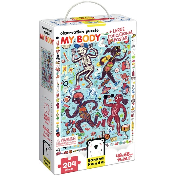Banana Panda Observation Puzzle My Body 7 , floor puzzle with matching anatomy poster
