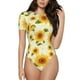 thumbnail image 1 of Fotbe European-style Pattern Sunflower Body de Mujer con Cuello Redondo y Mangas Cortas, Sin Mangas Ajustado, Suave, Cómodo y Básico-XX-Large, 1 of 7