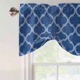 thumbnail image 5 of Tie Up Valances for Windows, Dark Blue Morocco Adjustable Valance Curtains Window Treatment for Living Room, Ethnic Abstract Geometric Quatrefoil Grid Rod Pocket Kitchen Curtains & Drapes 60x18 Inch, 5 of 9