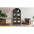 thumbnail image 4 of Rugerasy 73 inch Tall Metal Arched Cabinet,Freestanding Cabinet with Glass Door, 2 Adjustable Shelves,Modern Farmhouse Display Bookshelf, for Home,Black, 4 of 8