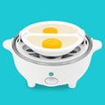 thumbnail image 2 of Elite Gourmet EGC-007## Rapid Egg Cooker, 7 Easy-To-Peel, Hard, Medium, Soft Boiled Eggs, Poacher, Omelet Maker, Auto Shut-Off, Alarm, 16-Recipe Booklet, BPA-Free, White, 2 of 11