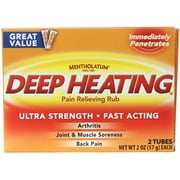 Mentholatum Deep Heating Pain Relieving Rub, Ultra Strength, Fast Acting for Joint and Muscle Soreness, Twin Pack, 2 Tubes, 2 oz Each