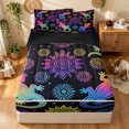 thumbnail image 2 of Manfei Tribal Lizard Zipper Queen Comforter Set with Fitted Sheet and 2 Pillowcases, Damask Flower Animal Zipper Bedding Set, Dark Purple Burgundy, Black Reversible, 4 Pieces, 2 of 7