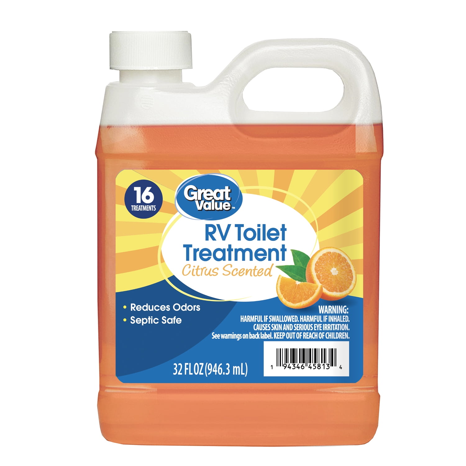 Great Value RV Toilet Treatment Citrus Scent Liquid 32 fl oz
