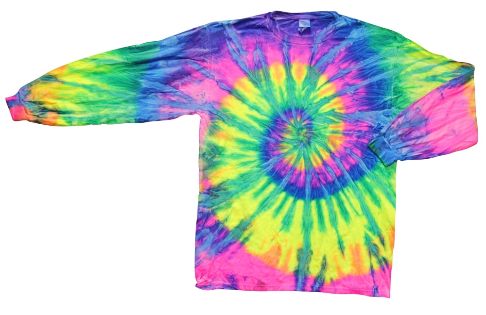 Long Sleeve Tie-Dye - Neon Rainbow - Large - Walmart.com