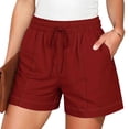 thumbnail image 2 of Aimik Women Solid Color Elastic Waisted Short Pants with Drawstring and Pockets Summer Casual and Comfortable Shorts, 2 of 6