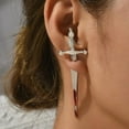 thumbnail image 3 of Vintage Dark Gothic Kinitial Sword Earrings For Women Men Dagger Piercing Earring Ear Jacket Punk Goth Halloween Jewelry Gift, 3 of 9