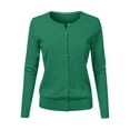 thumbnail image 2 of Round-Neck Cropped Cardigan, Plus-Size Short Sweater, Relaxed Knit Top Green Xl , Coat, 2 of 4
