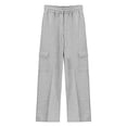 thumbnail image 4 of KAUOD Girls Wide Leg Sweatpants Cargo Pockets Baggy Straight Sweat Pants Kids Elastic Waist School Aesthetic Joggers Clothes, 4 of 9