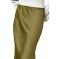 thumbnail image 6 of Women’s Satin Midi Skirt High Waist Side Slit Elegant Straight Fit Skirt Lightweight Silky Fabric Suitable for Daily Wear Light Green S, 6 of 6