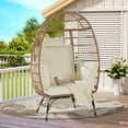 thumbnail image 2 of LEGAHOME Oversized Wicker Egg Chair with Thick Cushions, Outdoor Indoor Large Rattan Egg Chair, Heavy Duty Egg Chair for Porch, Backyard, Balcony, Beige, 2 of 7