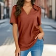 thumbnail image 2 of Womens Short Sleeve Polo Shirts V Neck Collared Business Dressy Casual Tops 2025 Summer Trendy Relaxed Fit Workout Blouses, 2 of 5
