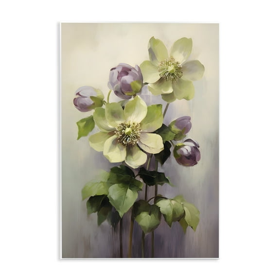 Stupell Industries Green & Purple Flowers Botanical & Floral Painting Unframed Art Print Wall Art, 10 x 15