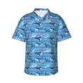 thumbnail image 2 of Yiaed Blue Fish Print Hawaiian Shirt for Men Short Sleeve Button Down Shirts Beach Shirts for Men-Small, 2 of 5