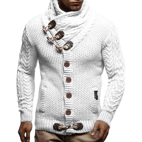 Thickened Wool Blend Cardigan Sweater for Men, Casual Fashion Stand Collar Winter Wear