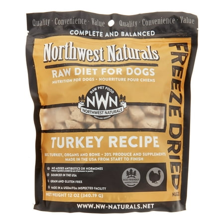NW Naturals Raw Diet Grain-Free Turkey Freeze Dried Dog Food, 12 (Best Raw Diet For Dogs)