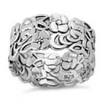 thumbnail image 3 of 925 Sterling Silver Oxidized Platinum Plated Floral Band Women Valentines Day Gifts Ring, 3 of 4
