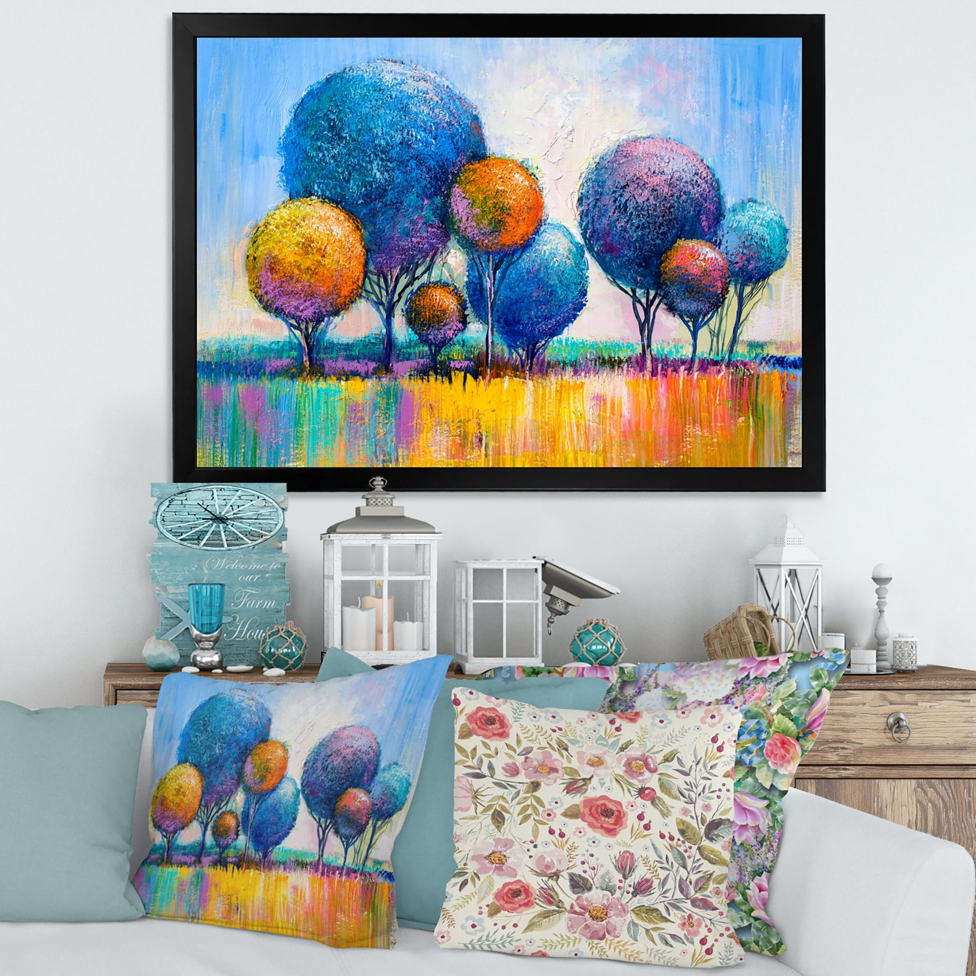Designart 'Autumn Colorful Fantasy Trees IV' Modern Framed Art Print