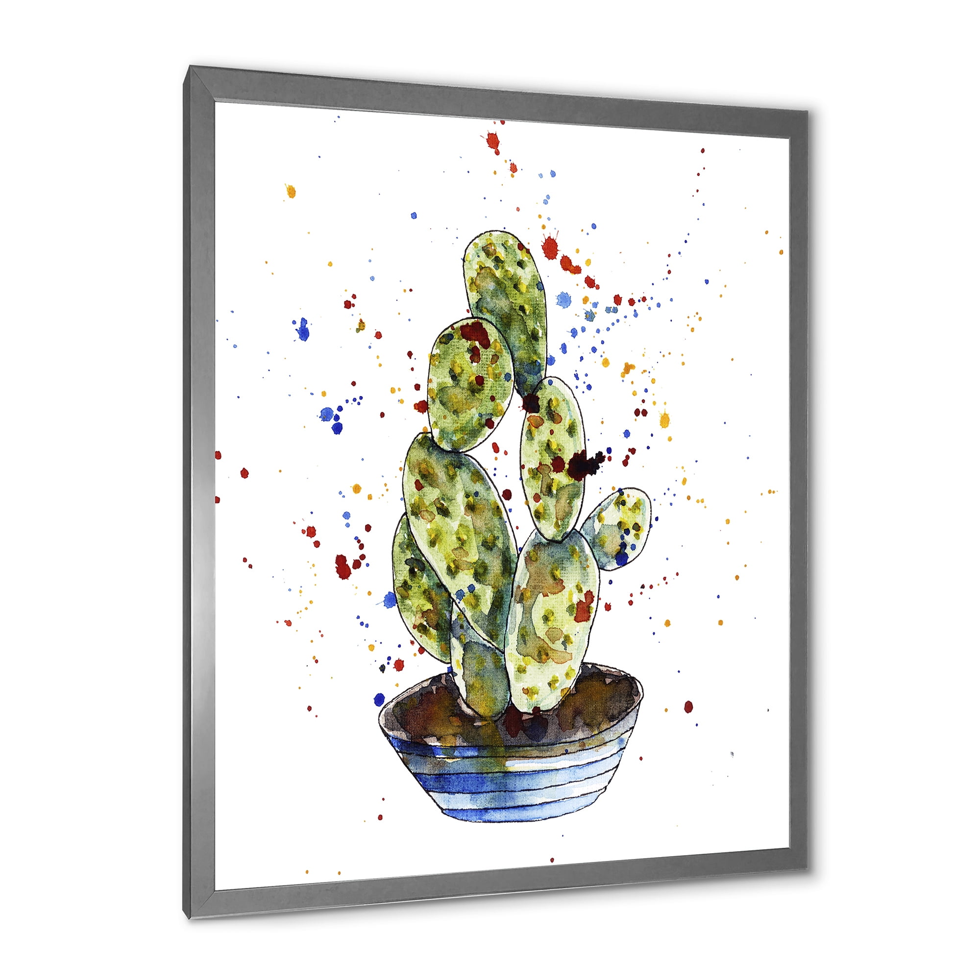 Designart 'Abstract Cactus Houseplant' Traditional Framed Art Print
