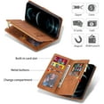 thumbnail image 4 of Wallet Case for iPhone 13 Pro 6.1 inch, Vintage Premium PU Leather Cover Flip Case with Card Slots Magnetic Closure Zipper Pocket Kickstand Handbag with Hand Strap - Brown, 4 of 17